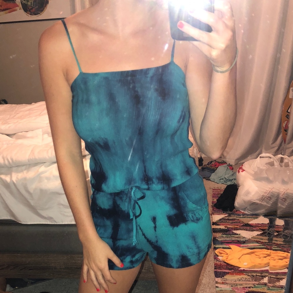 Blue tie dye romper